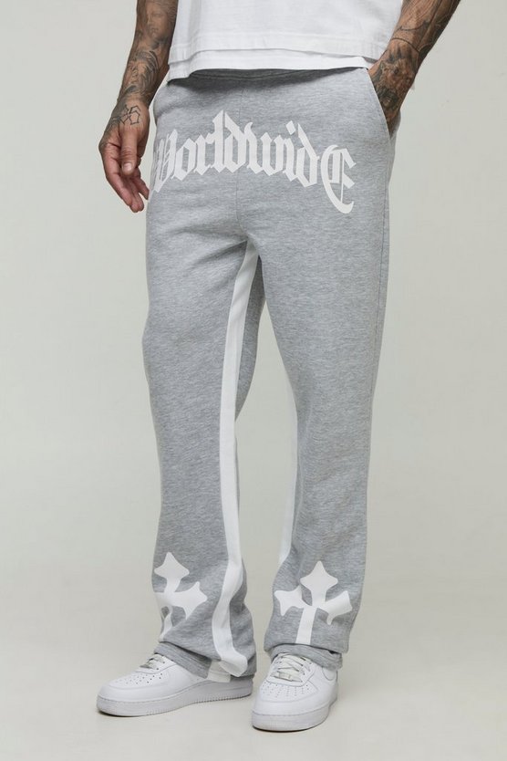 Tall Worldwide Cross Print Flared Gusset Sweatpants