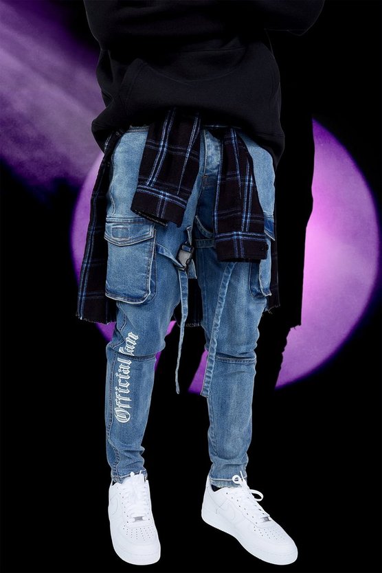 Skinny Stretch Print Cargo Jean With Strap 1 Skinny Stretch Print Cargo Jean With Strap