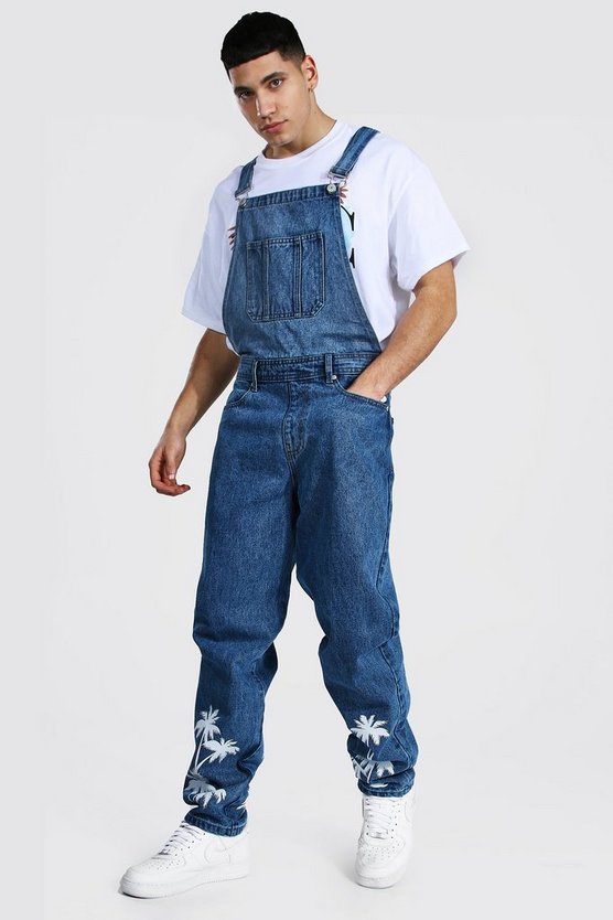 Relaxed Fit Rigid Palm Print Dungaree 1 Relaxed Fit Rigid Palm Print Dungaree