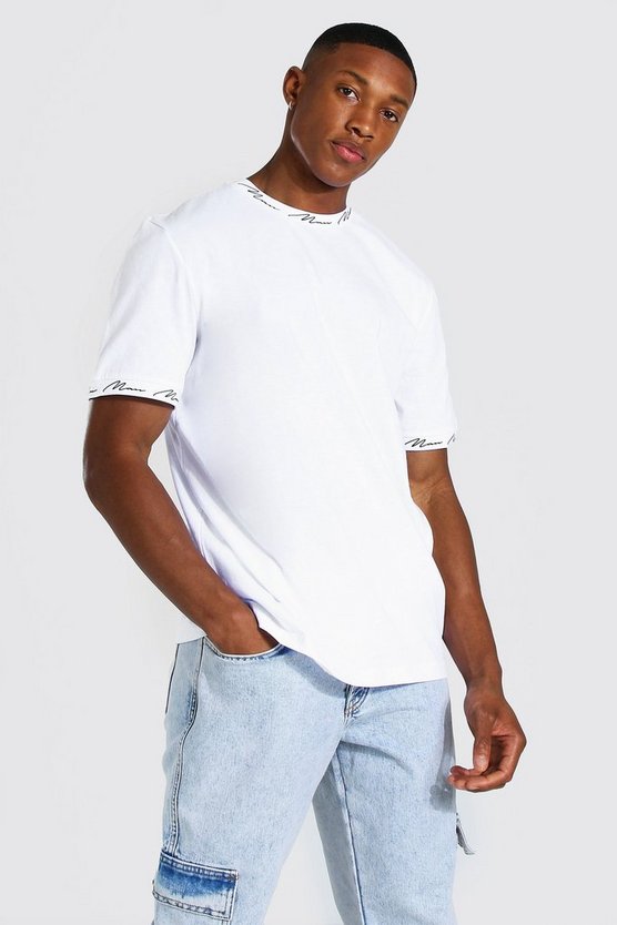 Man Signature Neck And Cuff Print T-shirt 1 Man Signature Neck And Cuff Print T-shirt