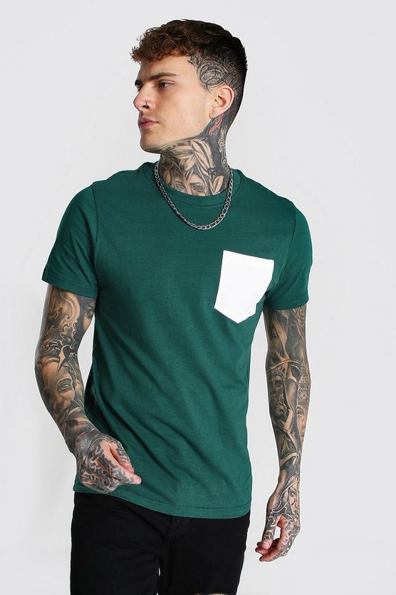 Crew Neck Contrast Pocket T-shirt 1 Crew Neck Contrast Pocket T-shirt