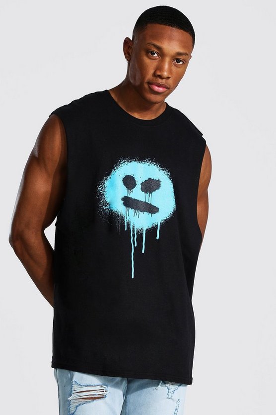Oversized Drip Face Print Tank 1 Oversized Drip Face Print Tank