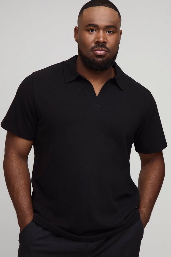 Plus Slim Fit Revere Pique Polo