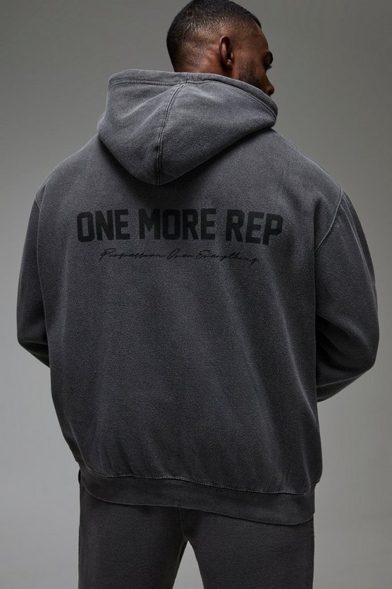 Man Active One More Rep Oversized Washed Hoodie