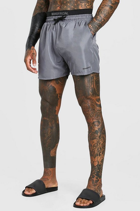MAN Official Mid Length Double Waistband Swim Shorts 1 MAN Official Mid Length Double Waistband Swim Shorts