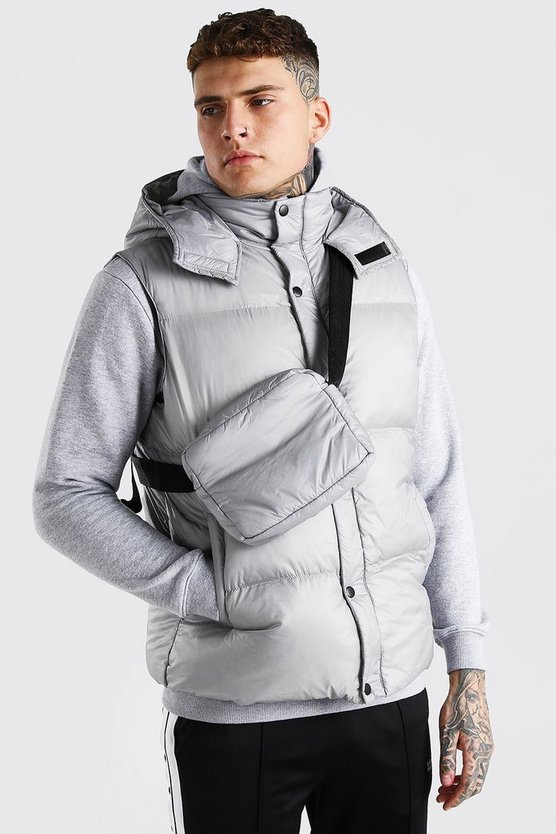 2 In 1 Hooded Gilet With Detachable Body Bag