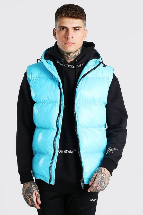 High Shine 4 Pocket Wet Look Gilet