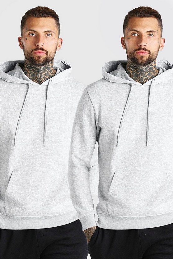 2 Pack Basic Over The Head Hoodie