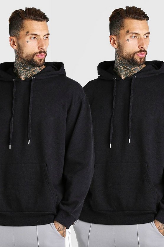 2 Pack Oversized Basic Over The Head Hoodie