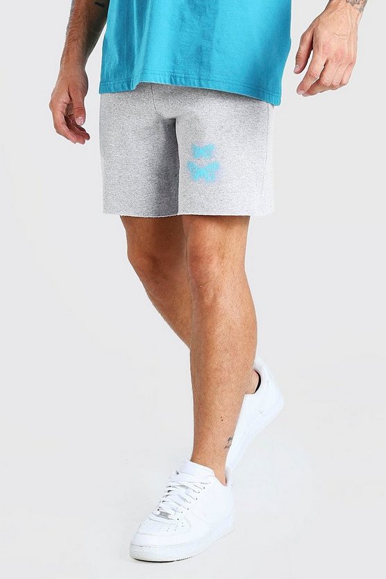 Mid Length Jersey Short With Butterfly Print 1 Mid Length Jersey Short With Butterfly Print