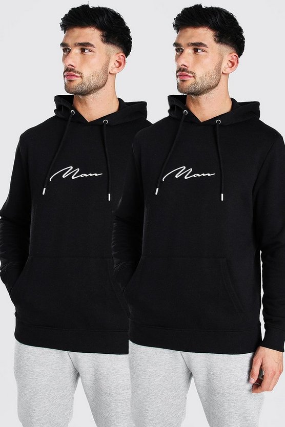 2 Pack MAN Signature Over The Head Hoodie