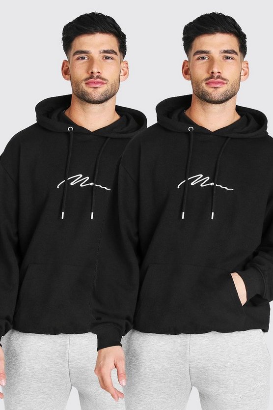 2 Pack Oversized MAN Signature Hoodie