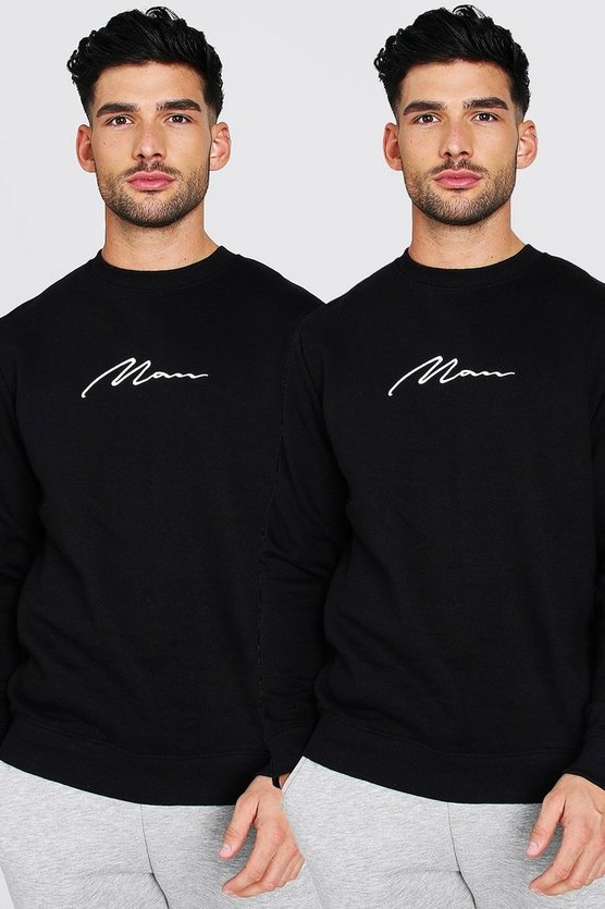 2 Pack MAN Signature Embroidered Sweatshirt