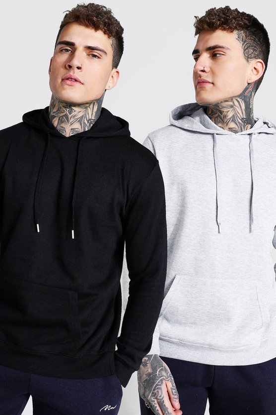 2 Pack Basic Over The Head Hoodie