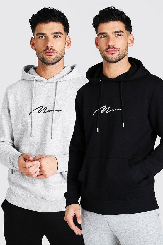 2 Pack MAN Signature Over The Head Hoodie