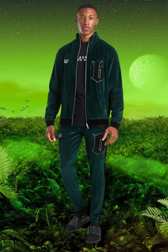 Burna Boy Funnel Neck Velour B tracksuit 1 Burna Boy Funnel Neck Velour B tracksuit