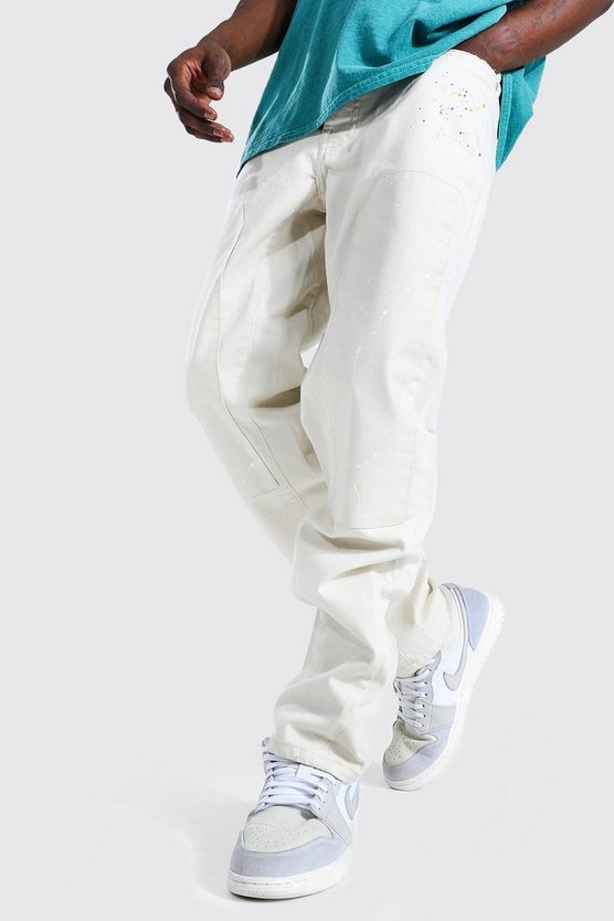 Straight Leg Worker Jean With Paint Detail 1 Straight Leg Worker Jean With Paint Detail