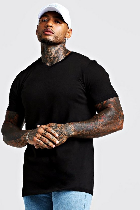 Basic Longline V Neck T-Shirt 1 Basic Longline V Neck T-Shirt