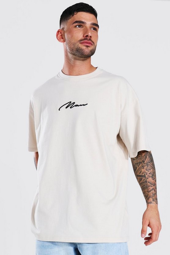 Oversized Man Signature Embroidered T-shirt 1 Oversized Man Signature Embroidered T-shirt