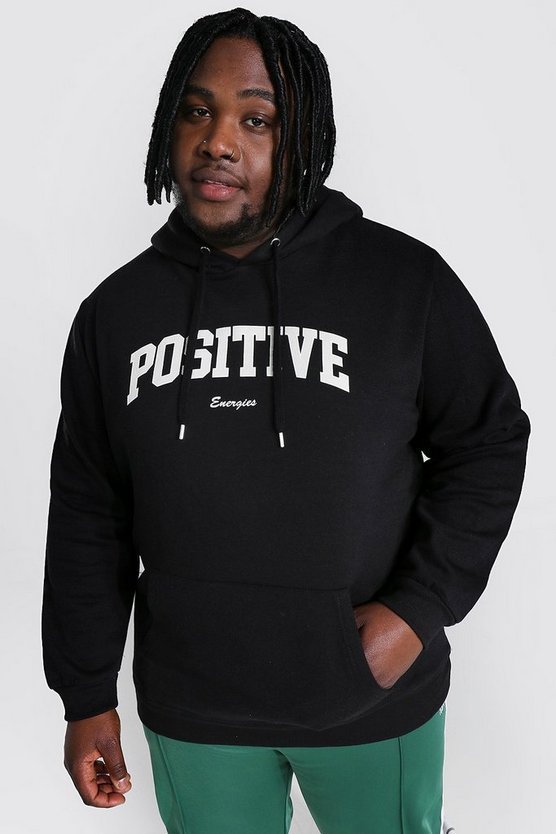 Plus Size Positive Slogan Print Hoodie 1 Plus Size Positive Slogan Print Hoodie