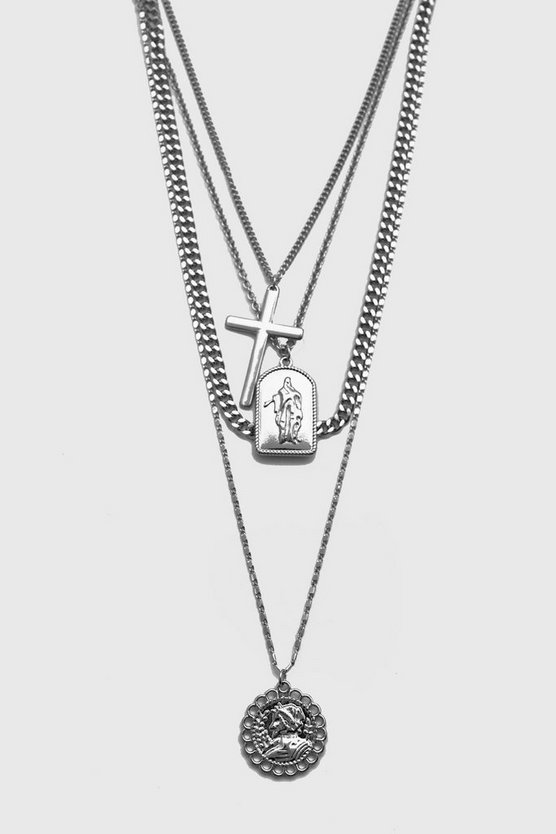 4 Layer Chain and Pendant Necklace