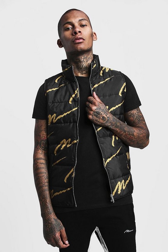 All Over MAN Zip Through Padded Gilet