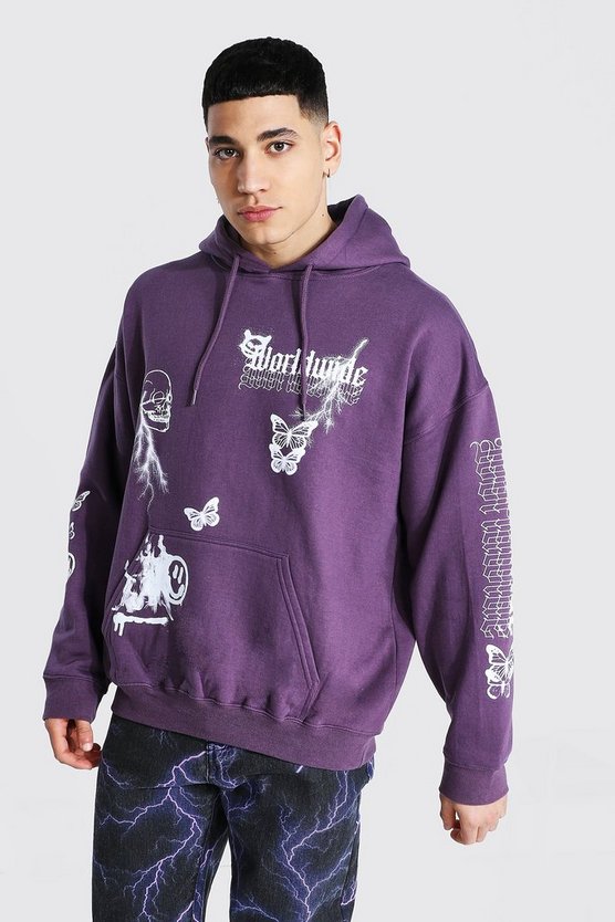 Oversized Graffiti Worldwide Sleeve Hoodie 1 Oversized Graffiti Worldwide Sleeve Hoodie