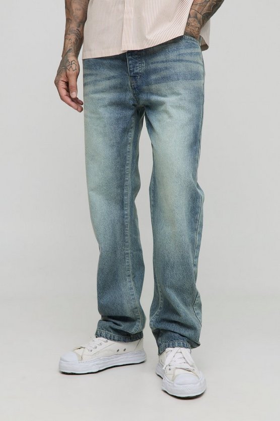 Tall Straight Leg Extreme Washed Woven Tab Jeans 1 Tall Straight Leg Extreme Washed Woven Tab Jeans