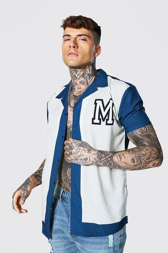 Short Sleeve Oversized Varsity Revere Shirt 1 Short Sleeve Oversized Varsity Revere Shirt