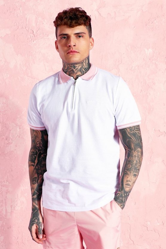 Short Sleeve Pique Polo With Tipping 1 Short Sleeve Pique Polo With Tipping