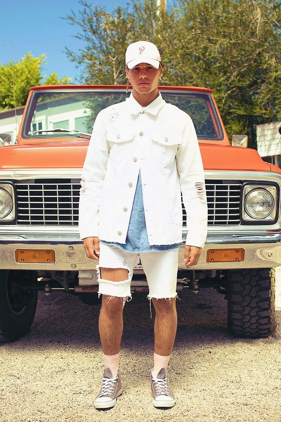Heavily Distressed White Denim Jacket 1 Heavily Distressed White Denim Jacket