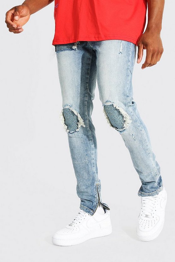 Skinny Stretch Rip & Repair Biker Jeans 1 Skinny Stretch Rip & Repair Biker Jeans