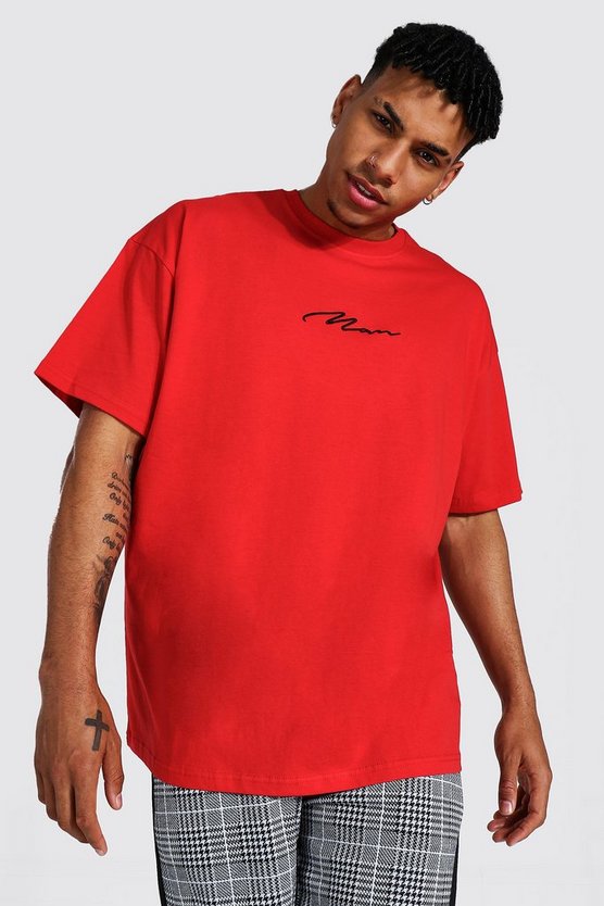 Oversized Man Signature Embroidered T-shirt 1 Oversized Man Signature Embroidered T-shirt
