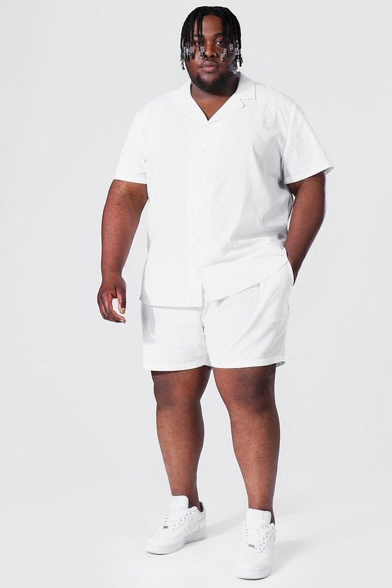 Plus Short Sleeve Linen Shirt And Short 1 Plus Short Sleeve Linen Shirt And Short