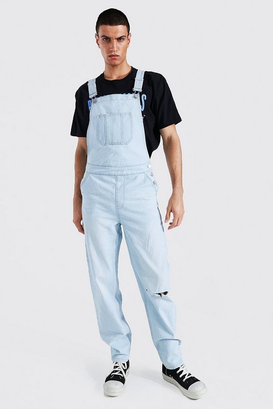 Relaxed Fit Knee Slash Long Overalls 1 Relaxed Fit Knee Slash Long Overalls