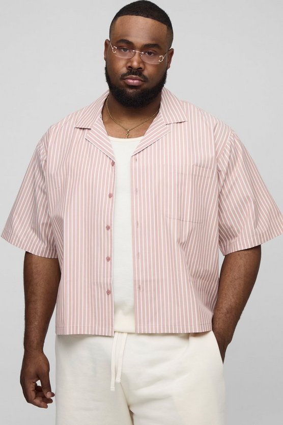 Plus Poplin Stripe Boxy Oversized Shirt