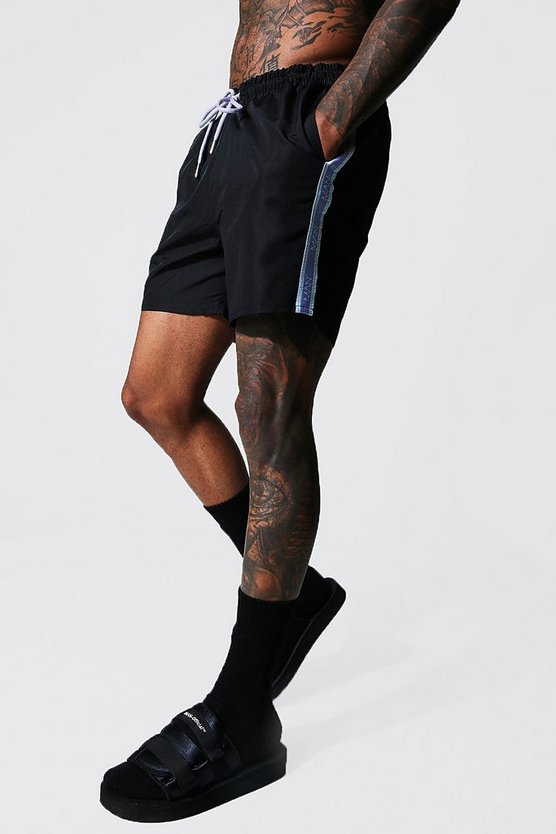 Mid Length Side Tape Swim Short