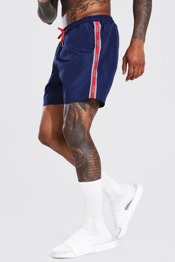 Mid Length Side Tape Swim Short