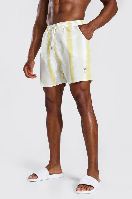 Mid Length Tie Dye Palm Swim Short