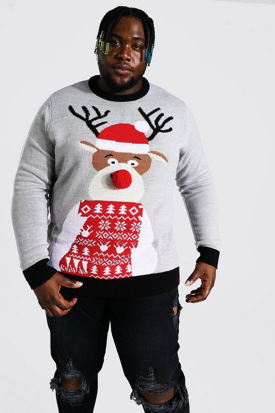Plus Size Reindeer Santa Christmas Sweater
