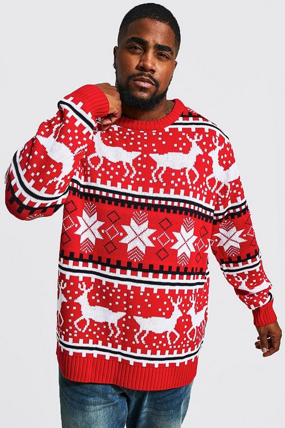 Plus Size Reindeer Fairisle Christmas Sweater