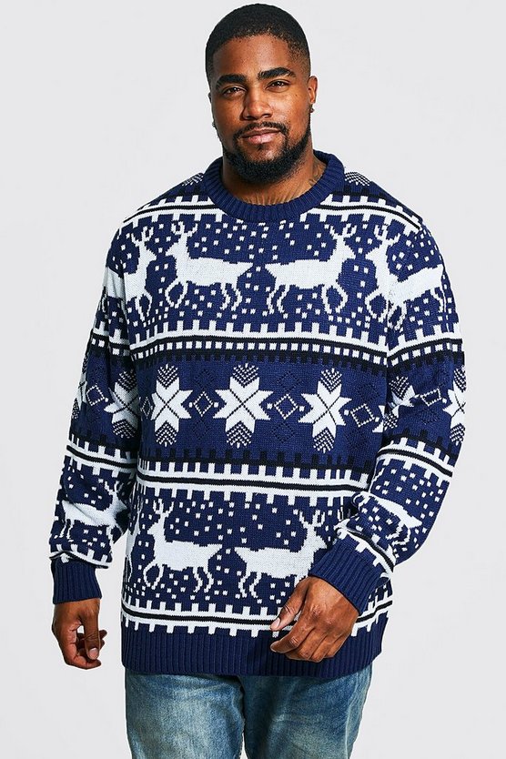 Plus Size Reindeer Fairisle Christmas Sweater