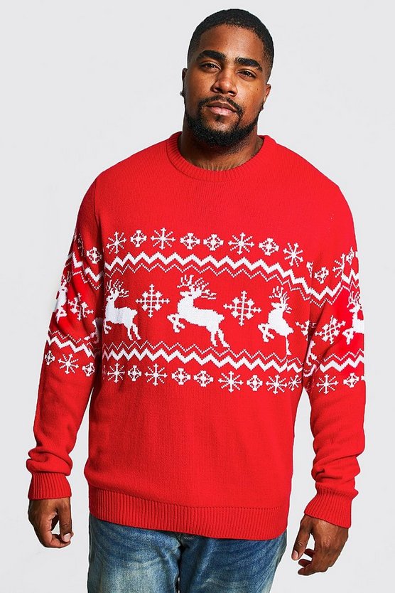 Plus Size Reindeer Panel Christmas Sweater