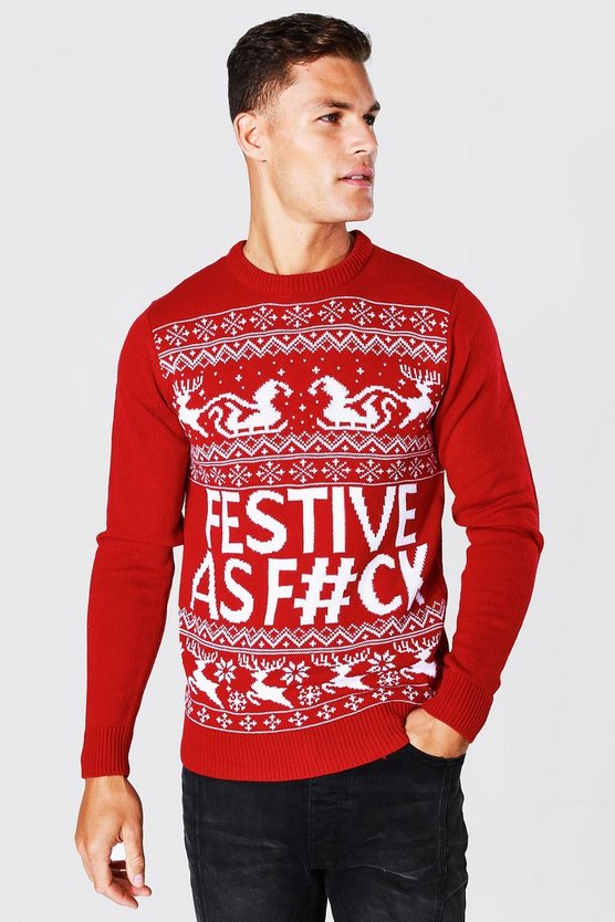 Tall Festive Slogan Christmas Sweater