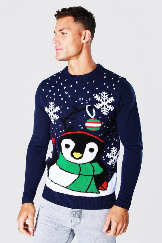 Tall Novelty Penguin Christmas Jumper