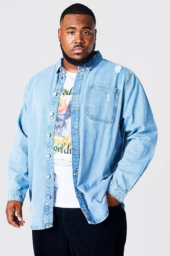 Plus Size Longline Denim Shacket